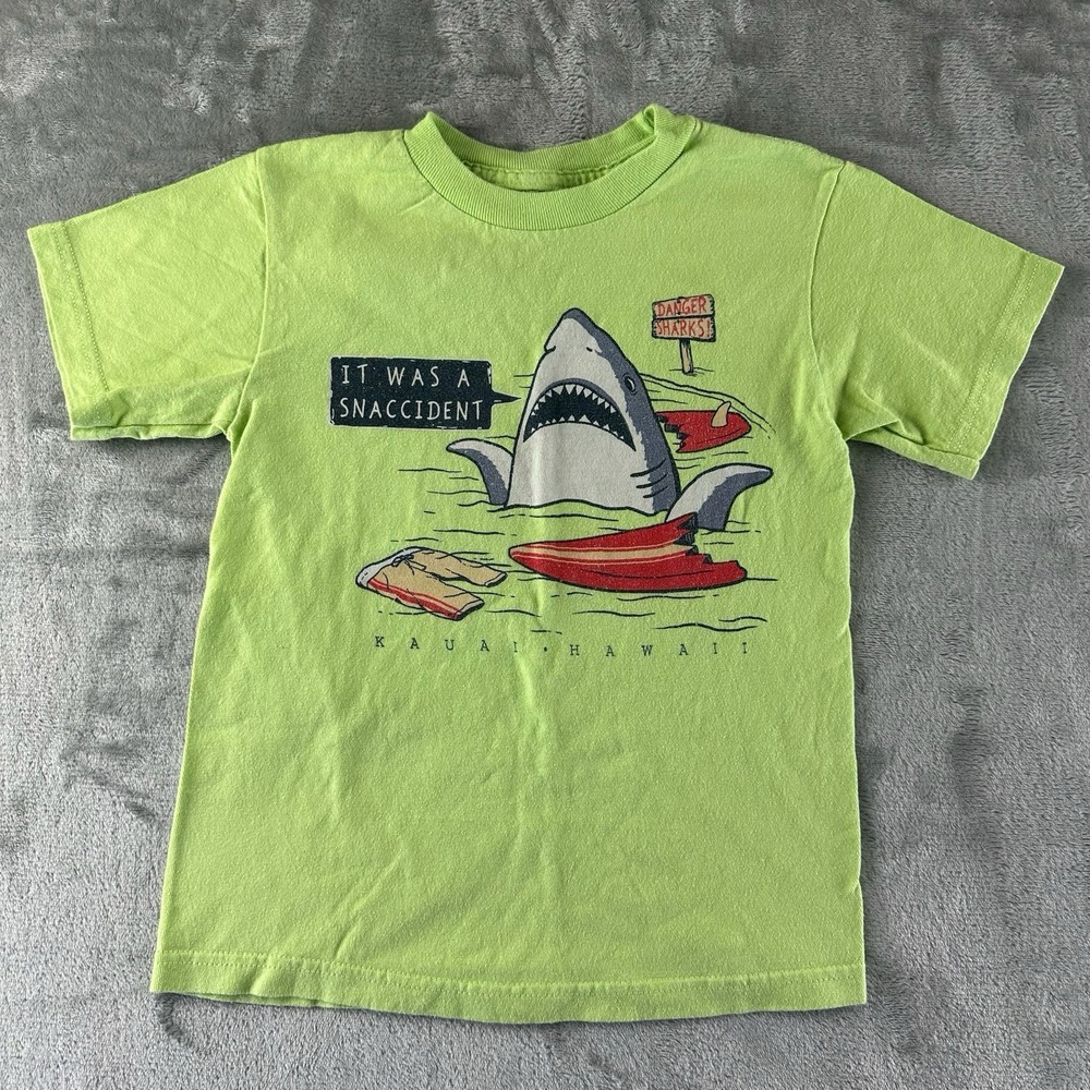 Hawaii Shark T-Shirt Boys S Green "It Was An Accident"